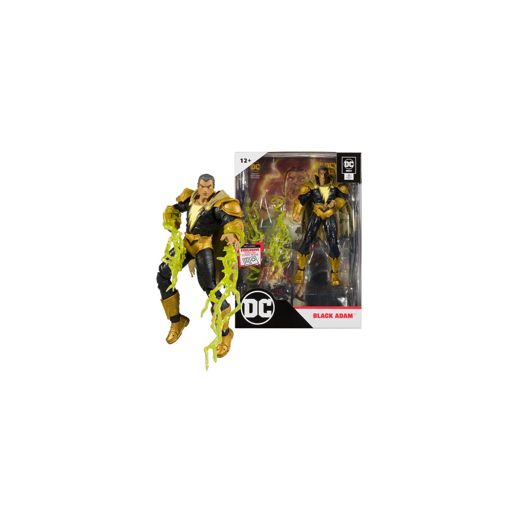 Figura Black Adam + Comic Black Adam Dc Comics 17Cm