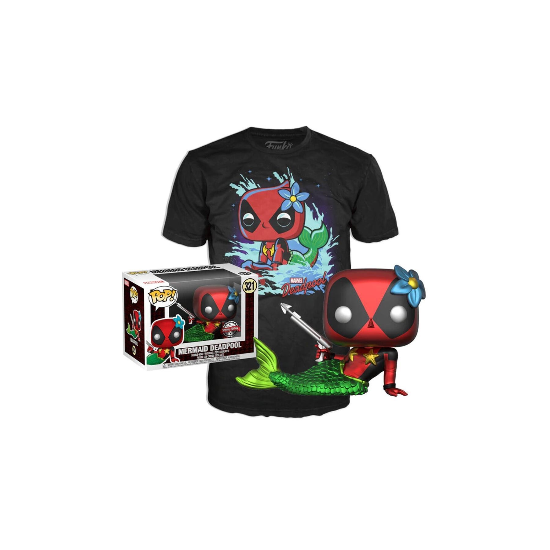 Set Figura Pop & Tee Marvel Deadpool Mermaid Exclusive
