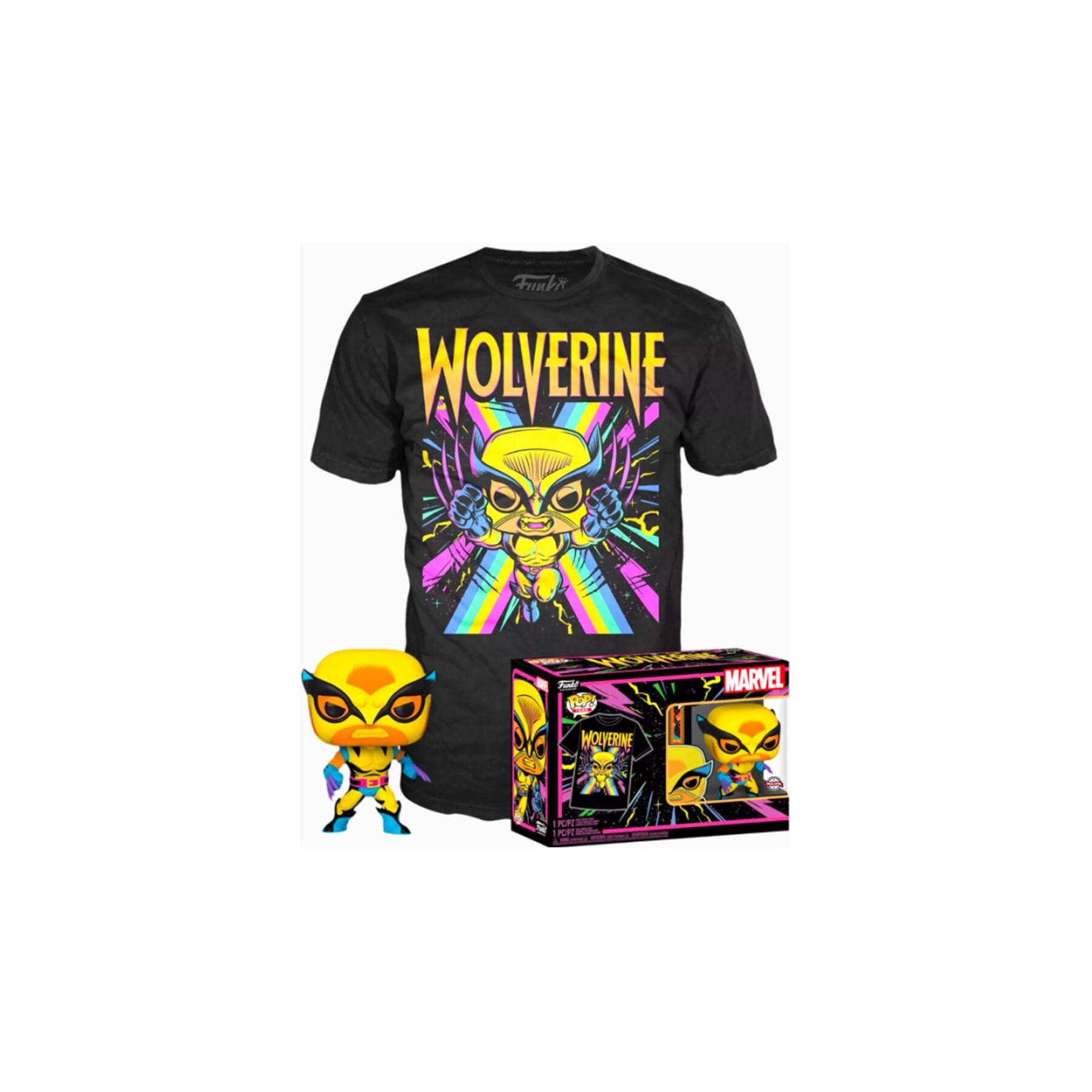 Set Figura Pop & Tee Marvel Wolverine Black Light