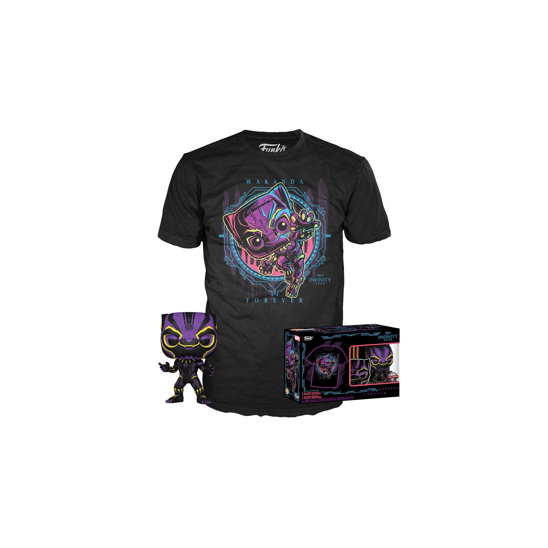 Set Figura Pop & Tee Marvel Wakanda Forever Black Panther Ex