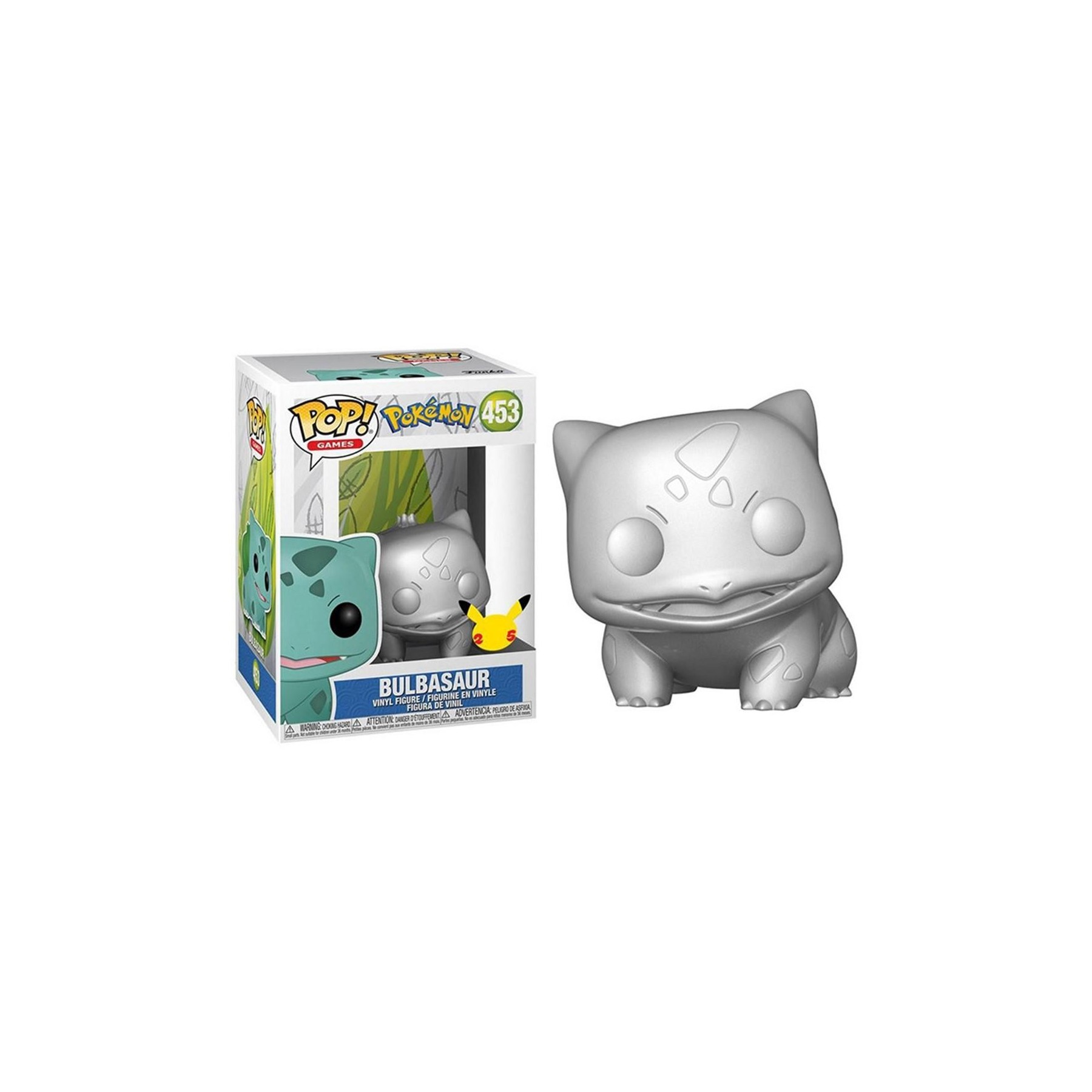 Funko Pop Jumbo Pokemon S6 Bulbasaur Plateado Efecto Metalic