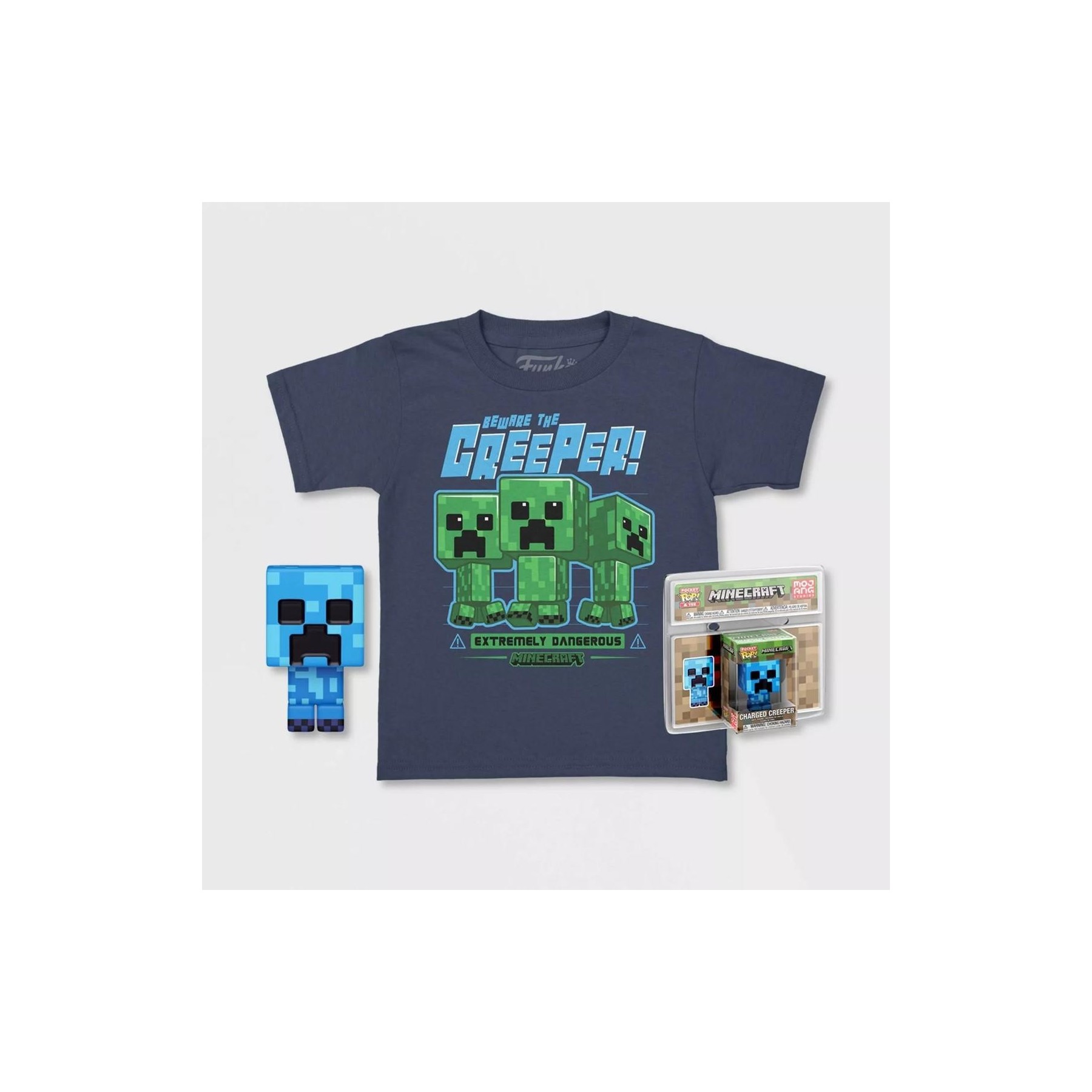 Pop & Tee Minecraft Charged Creeper Funko + Camiseta Talla X