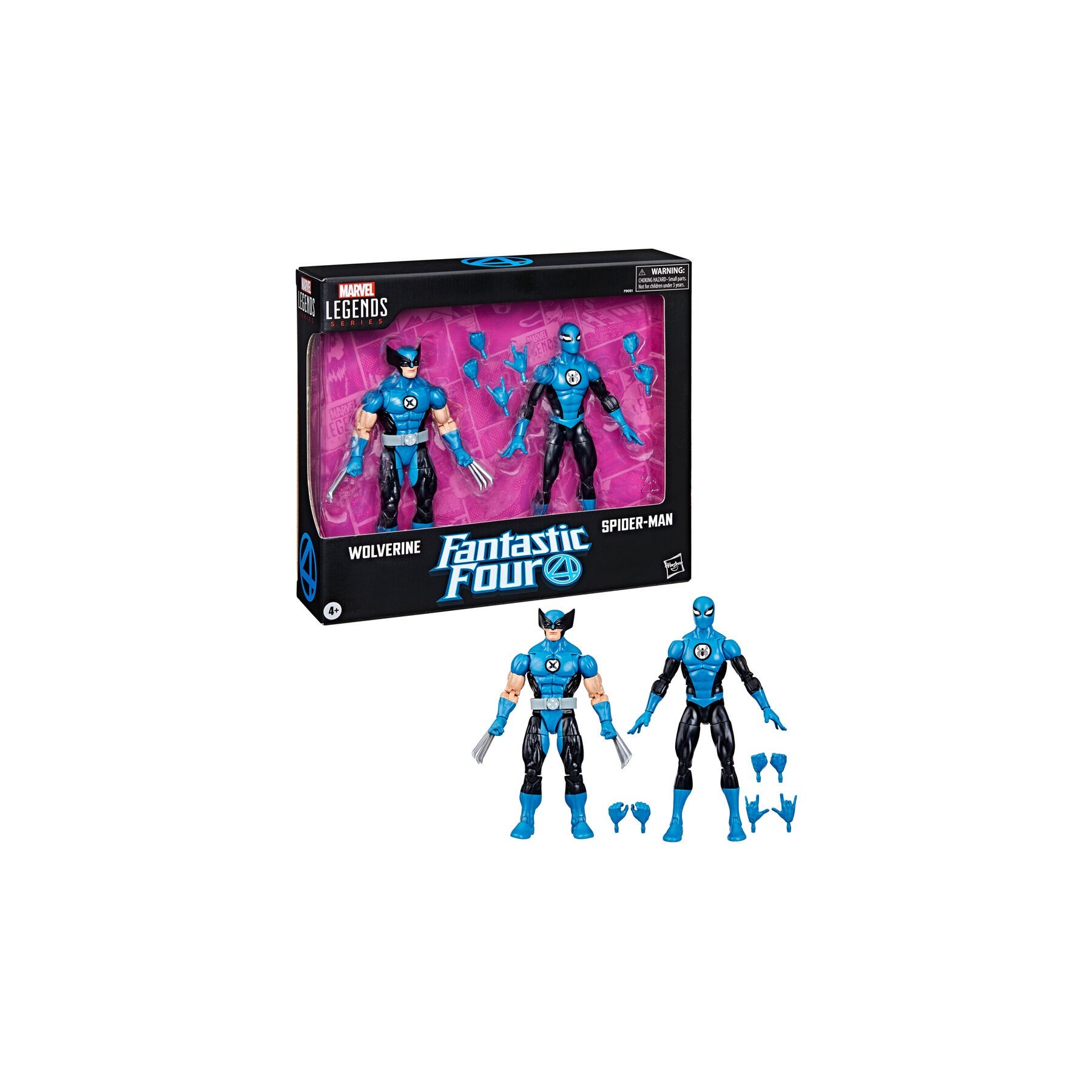 Blister 2 Figuras Wolverine Spiderman Los 4 Fantasticos Marv