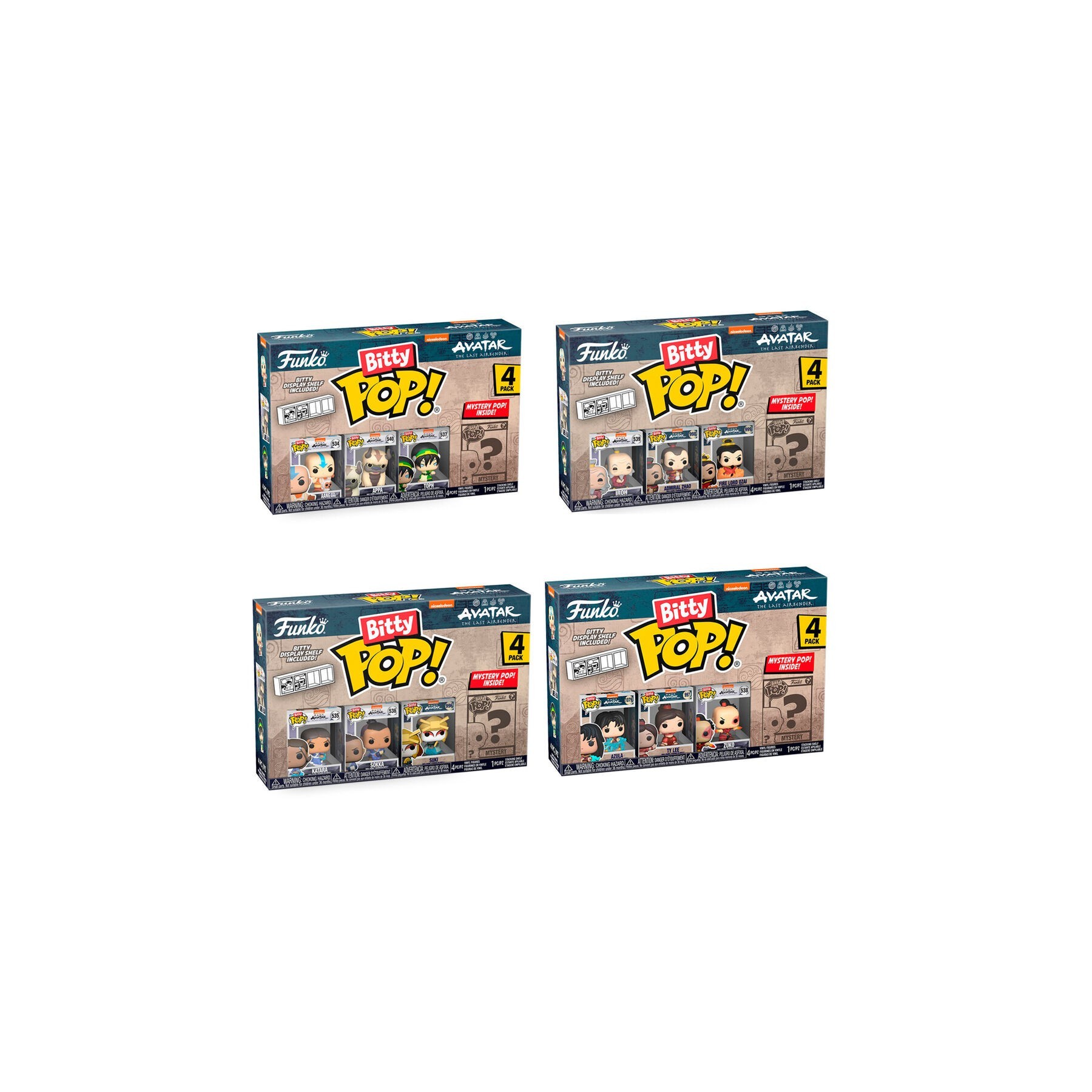Blister 4 figuras Bitty POP Avatar The Last Airbender Aang surtido