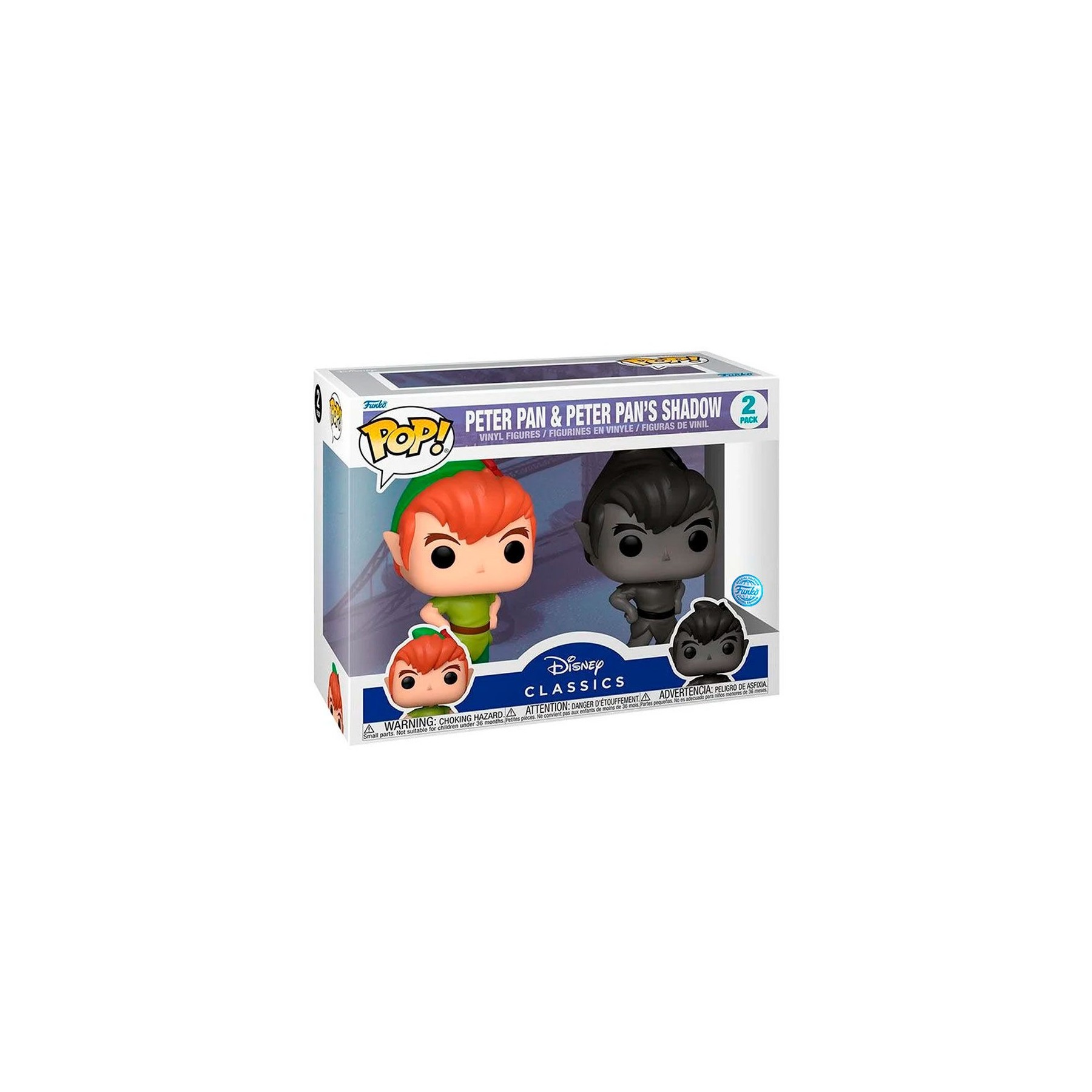 Blister 2 figuras POP Disney Peter Pan - Peter Pan & Peter Pans Shadow Exclusive
