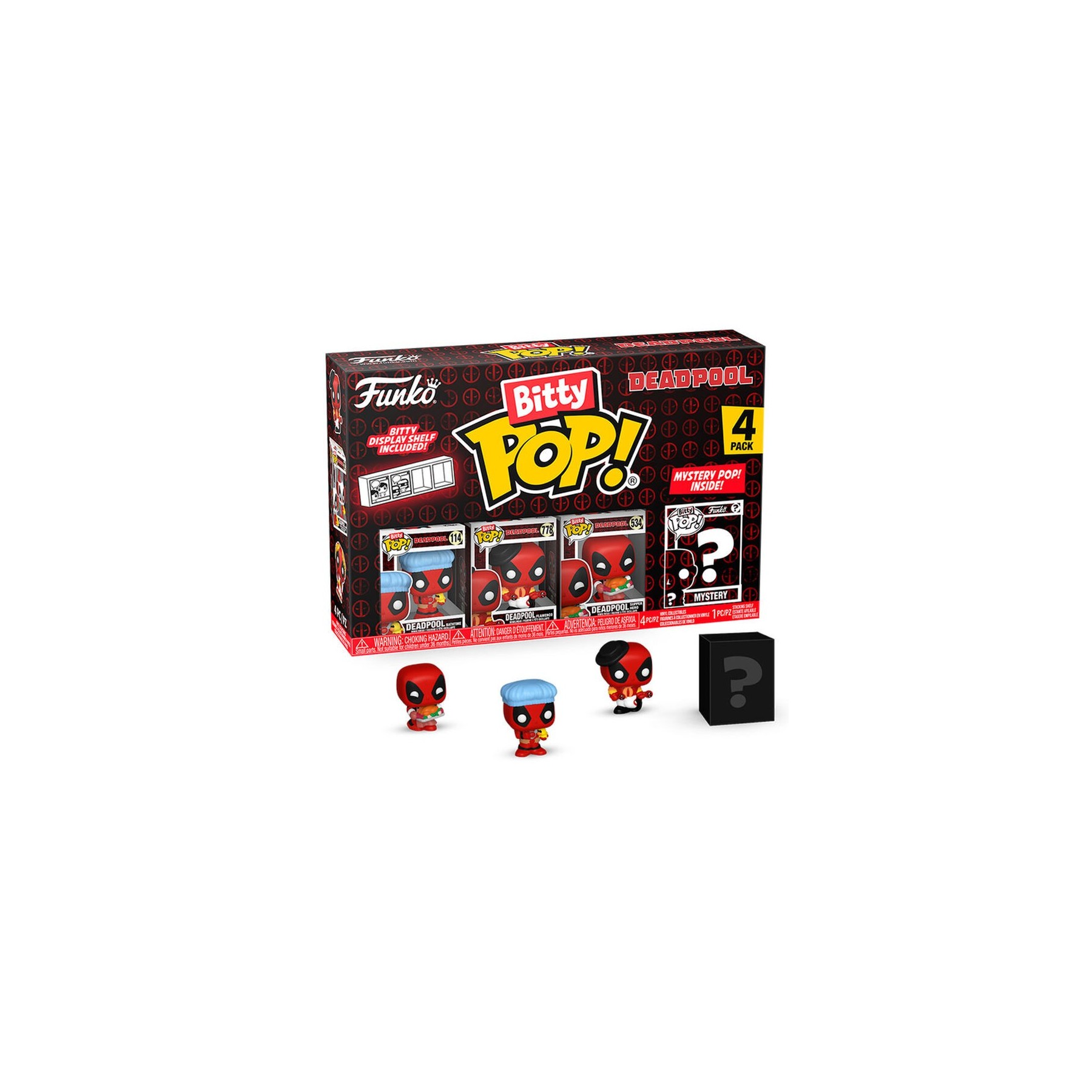 Blister 4 figuras Bitty POP Marvel Deadpool Bathtime