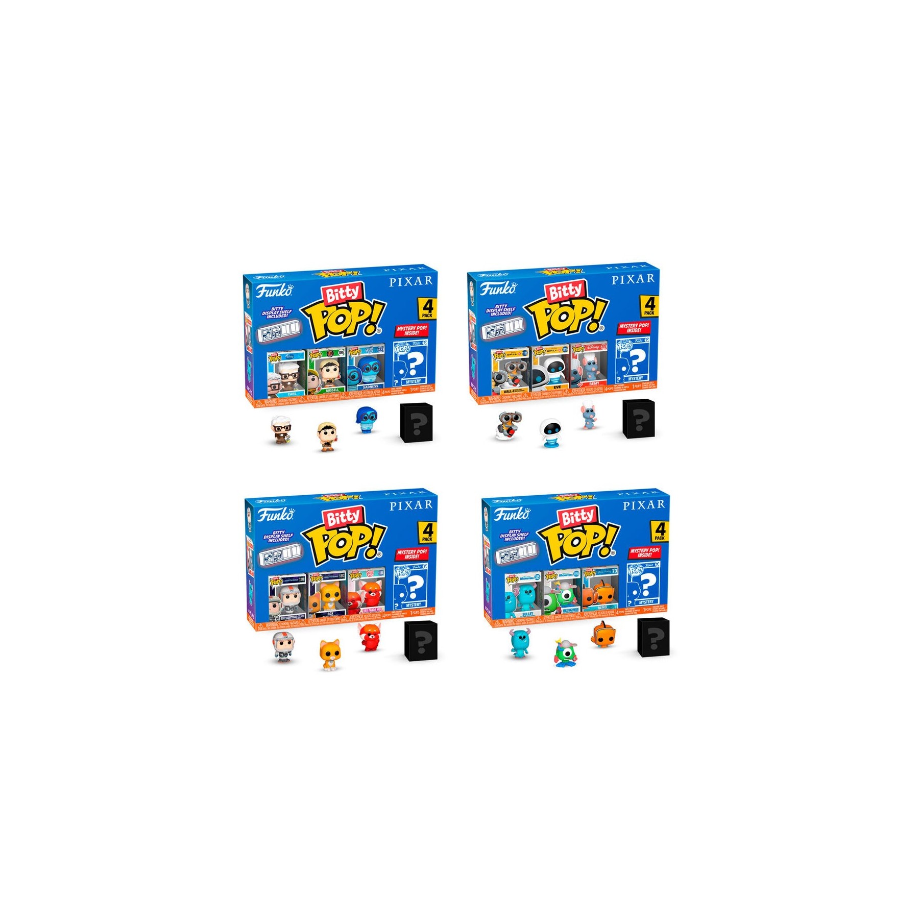 Blister 4 figuras Bitty POP Disney Pixar surtido