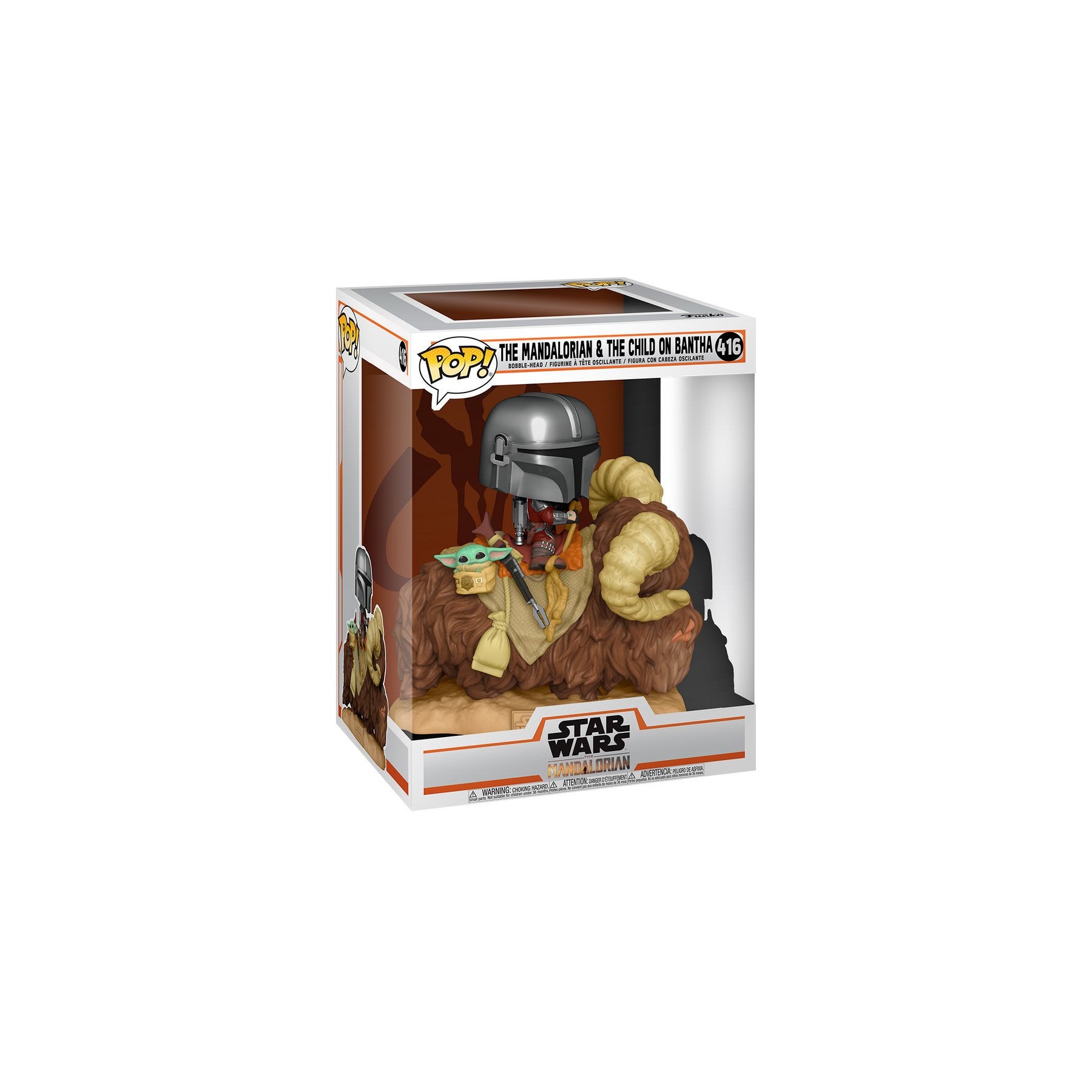 Figura POP Star Wars The Mandalorian Mando on Bantha with Child in Bag
