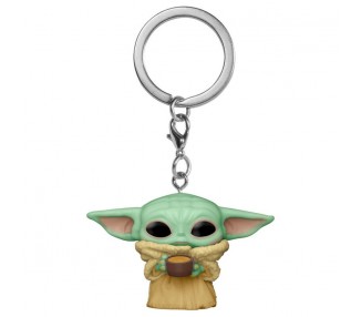 Llavero Pocket POP Star Wars The Mandalorian Yoda The Child with Cup