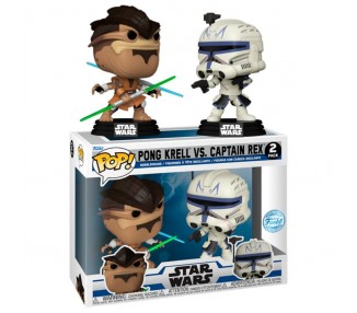 Blister 2 figuras POP Star Wars The Clone Wars Duels Pong Krell & Captain Rex Exclusive