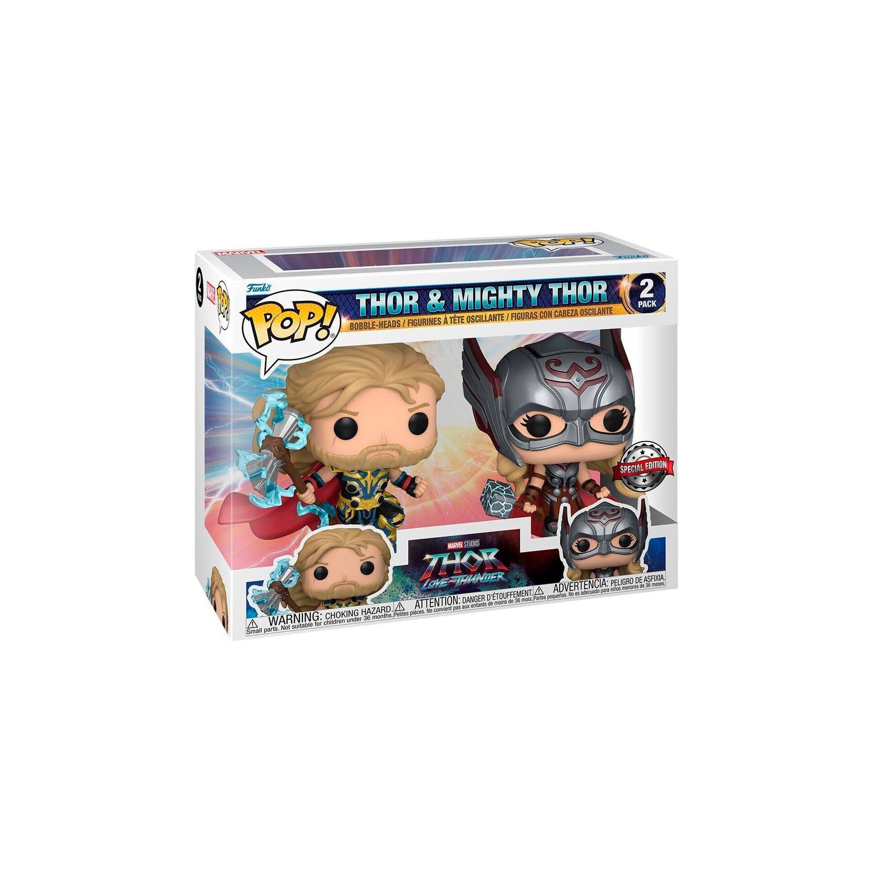 Blister 2 figuras POP Marvel Thor Love and Thunder Thor & Mighty Thor Exclusive
