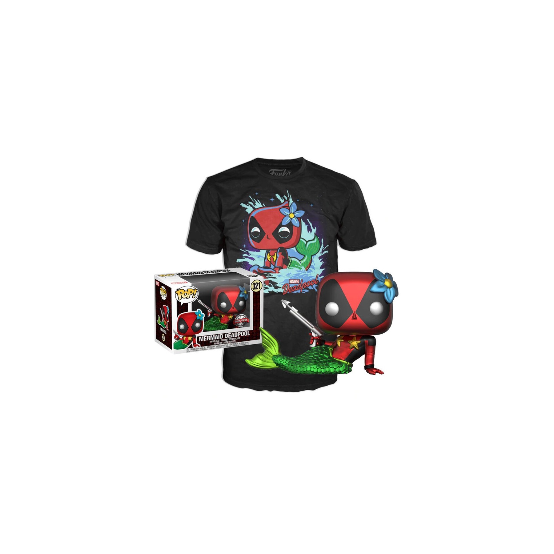 Set figura POP & Tee Marvel Deadpool Mermaid Exclusive