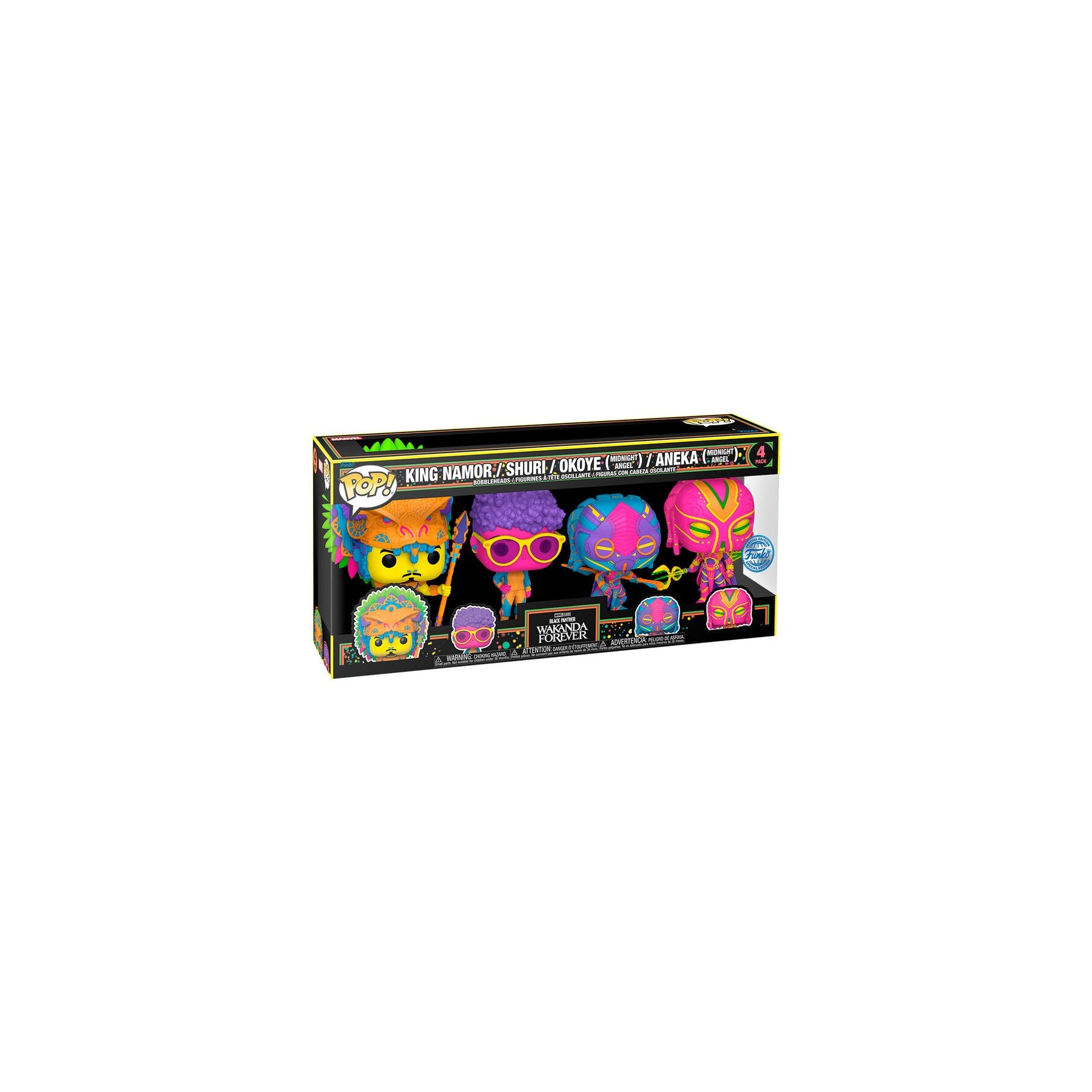 Blister 4 figuras POP Marvel Black Panther Wakanda Forever Exclusive