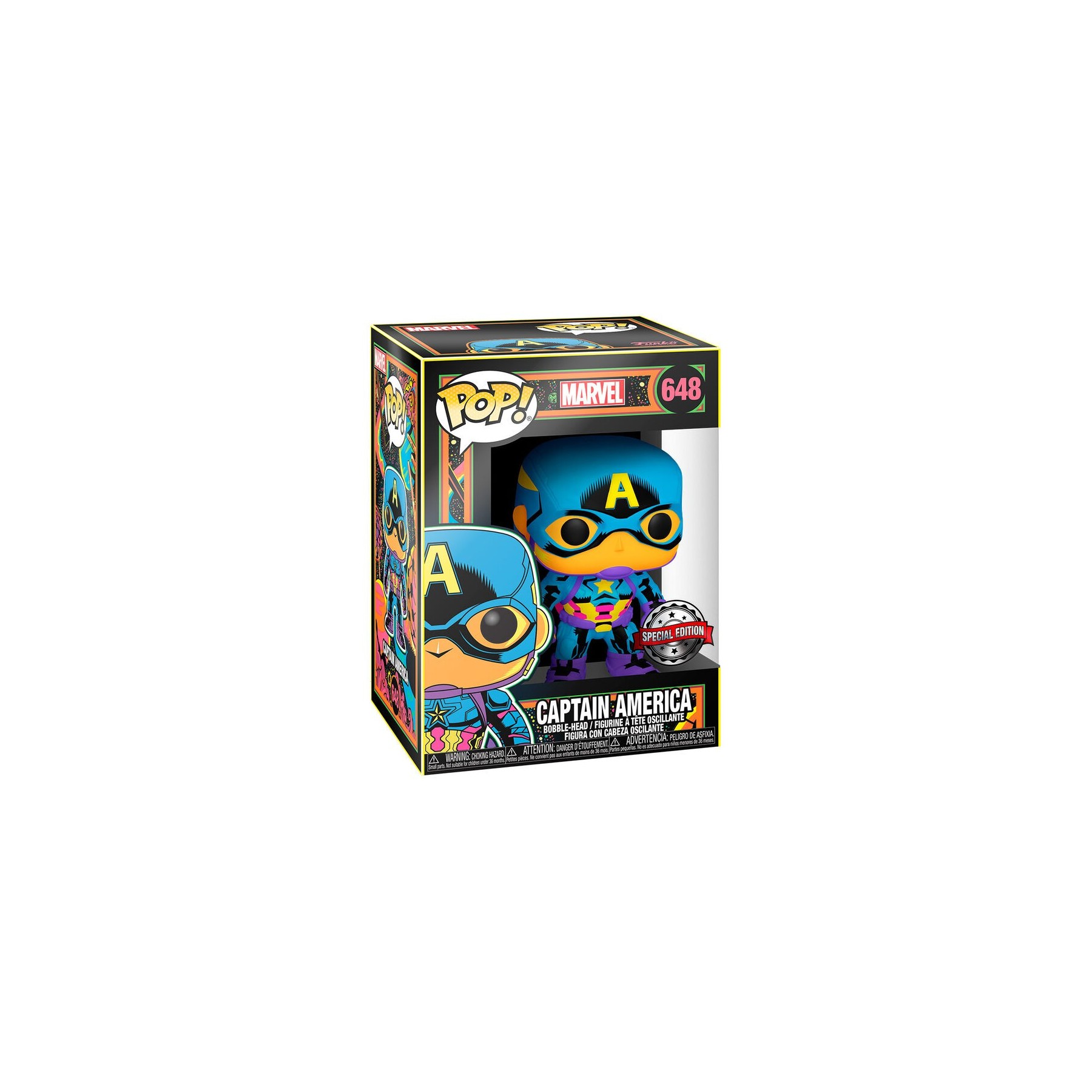 Figura POP Marvel Captain America Black Light Exclusive