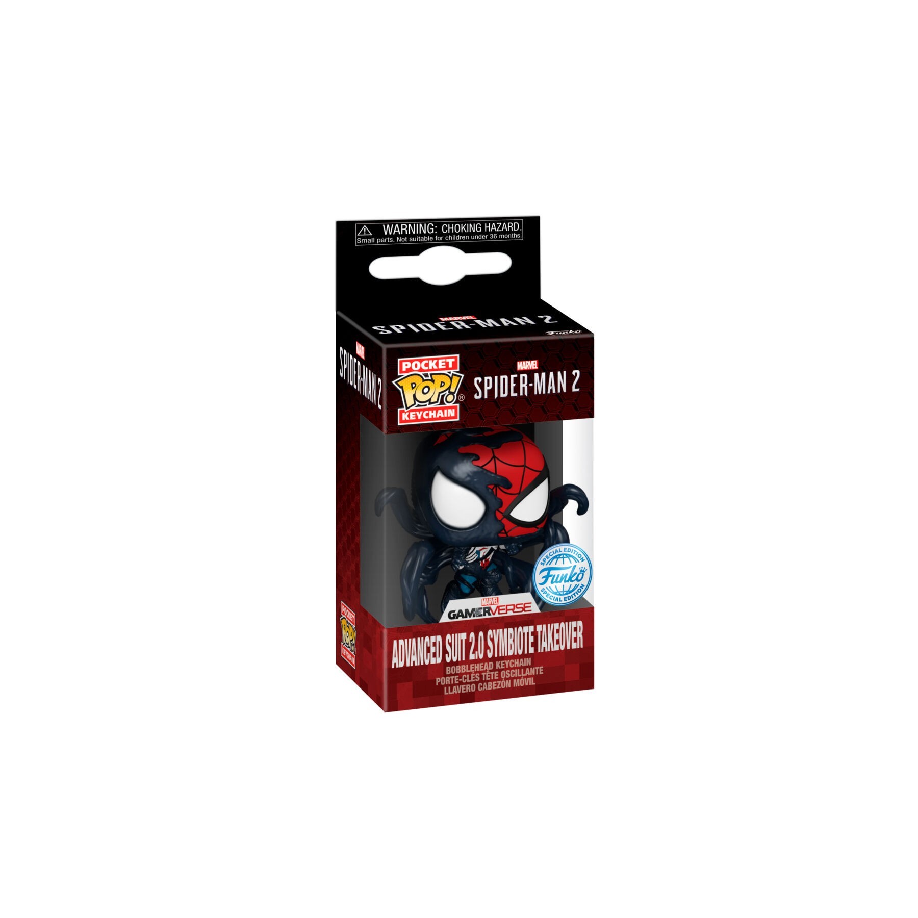 Llavero Pocket POP Marvel Spider-Man 2 Advanced Suit 2.0 Symbiote Takeover