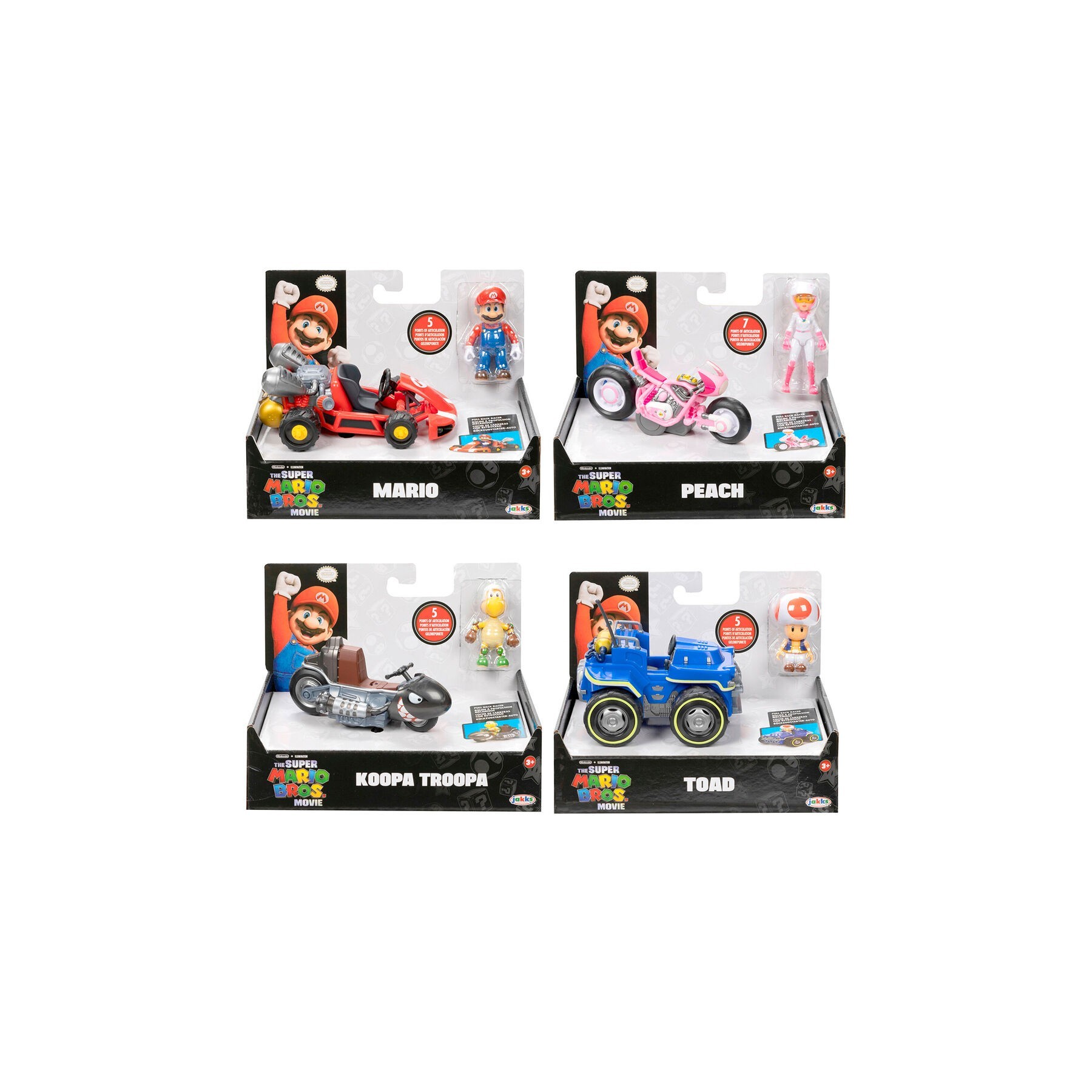 Vehiculo + figura Super Mario Bros La Pelicula Mario Kart 6cm surtido