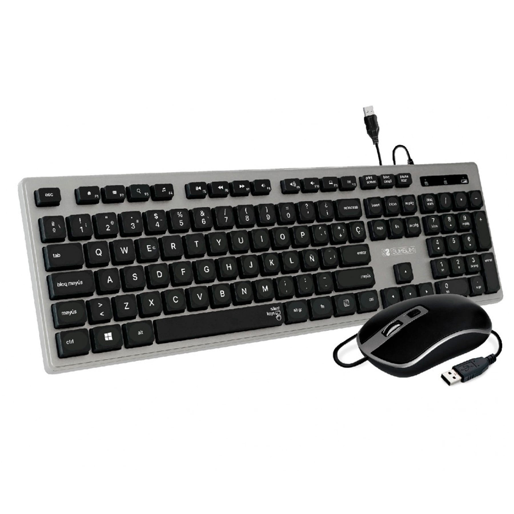 Teclado Y Ratón Subblim Combo Wired Ergo Keys Silent Flat Hq