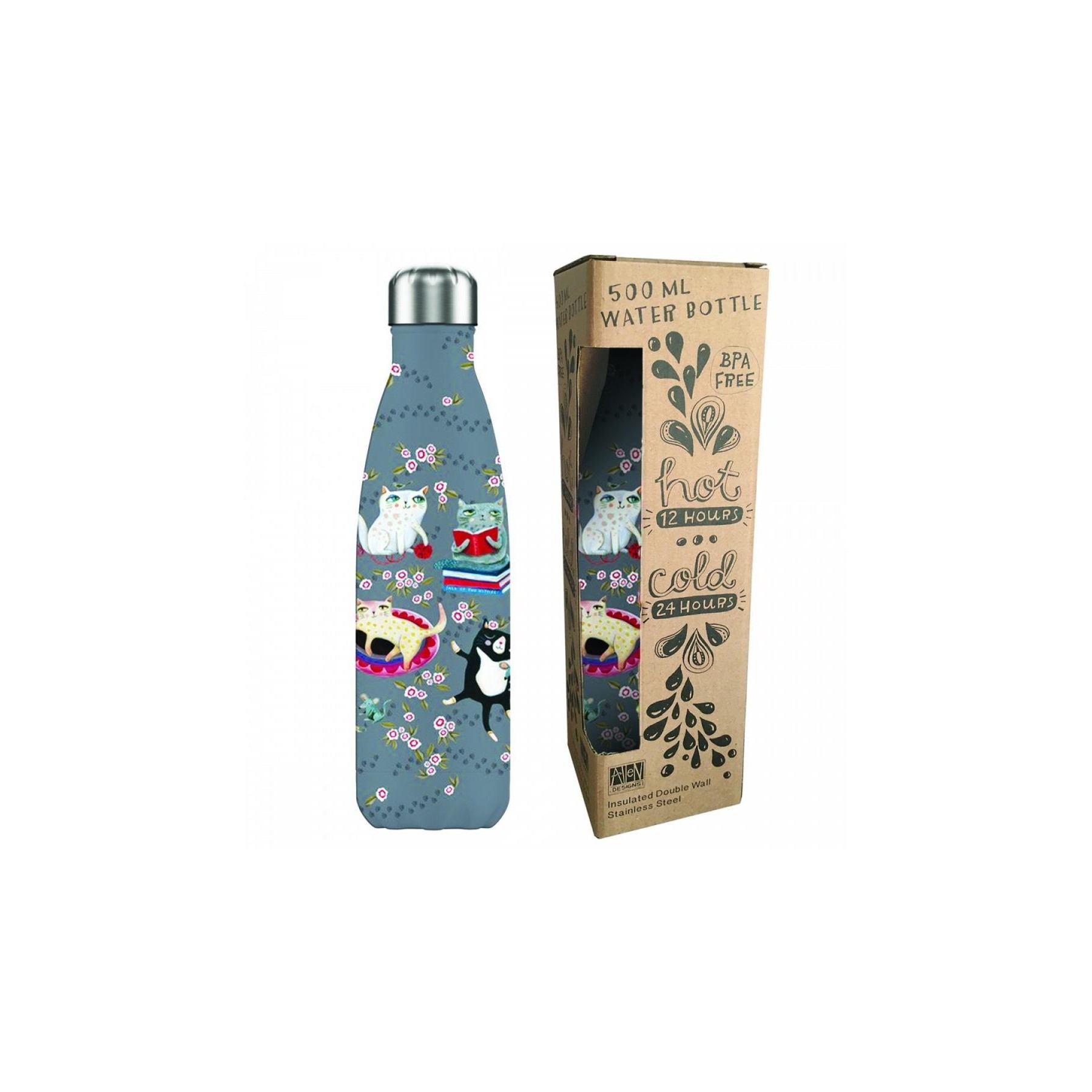 Botella Isotermica Enesco Black Crazy Cats