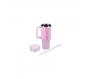 Vaso Termo Xl Con Pajita Logo Barbie Soft Touch 1200 Ml