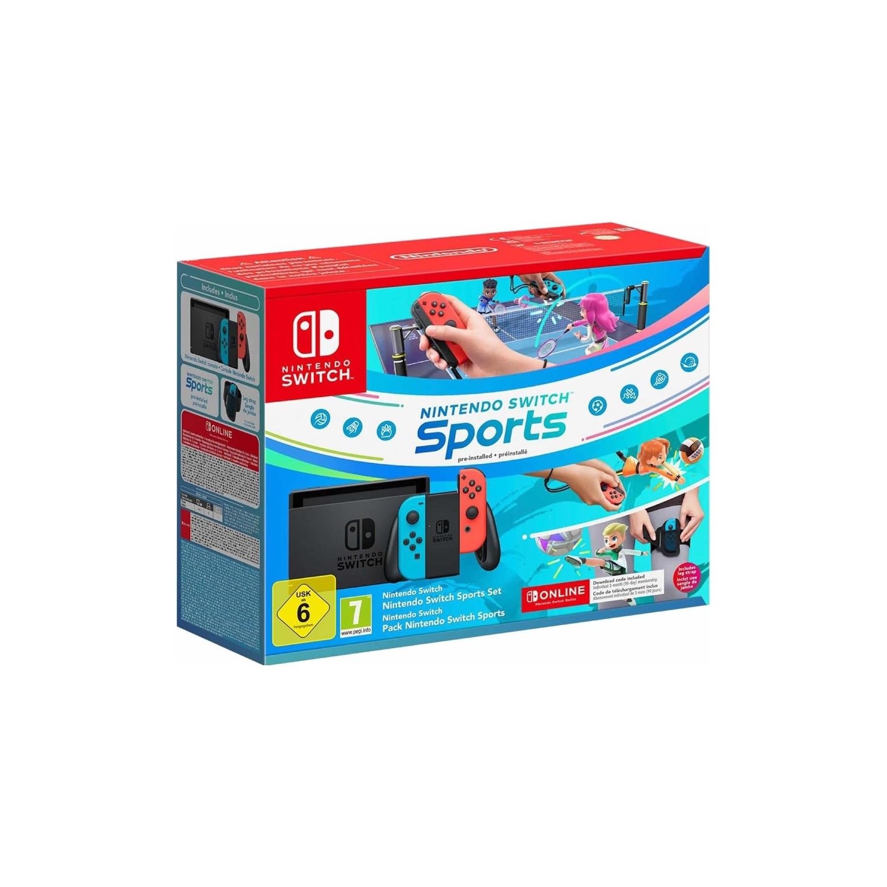 Consola Nintendo Switch Azul /Rojo + Switch Sports + 12 mese