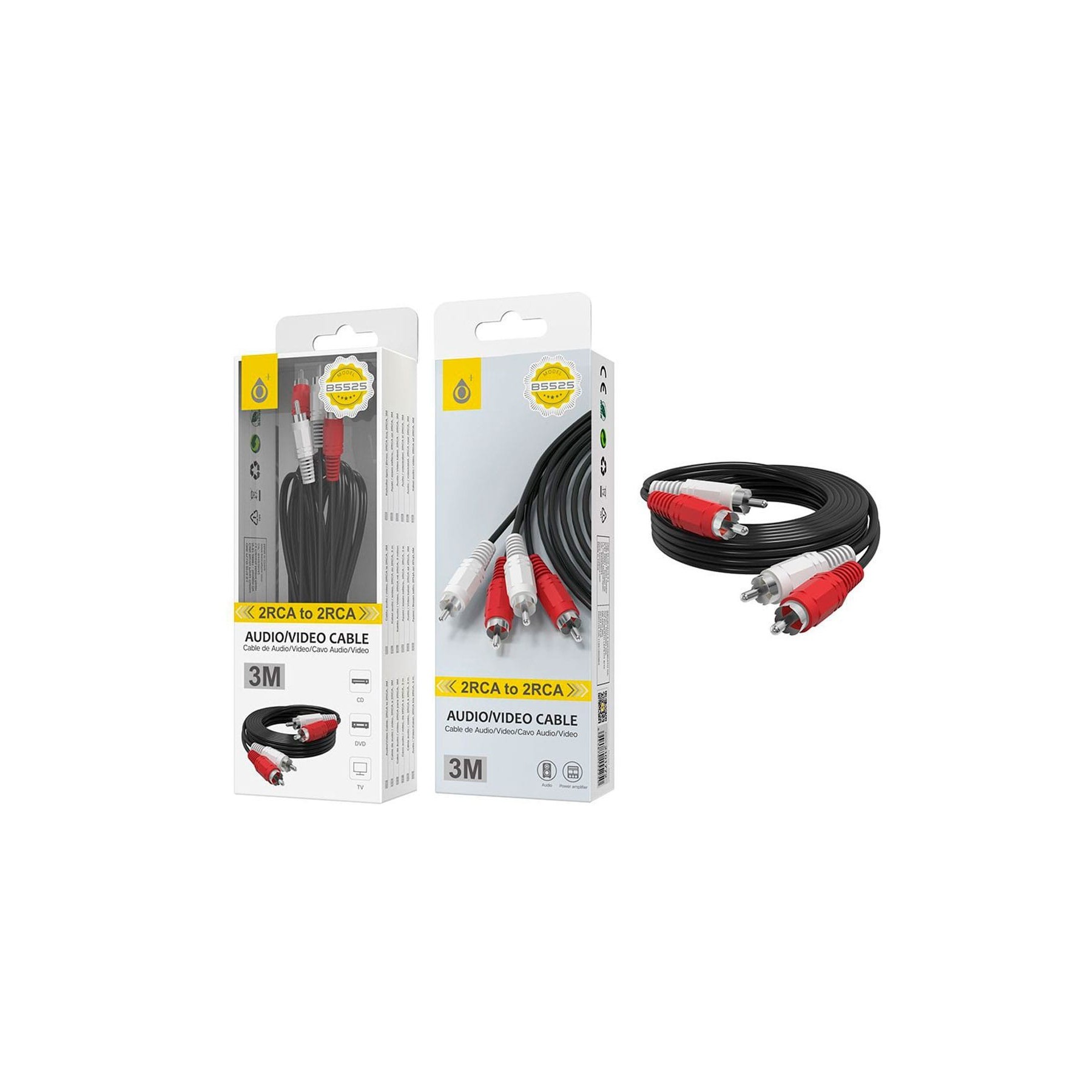 Jc B5525 Negro / Cable 2Rca A 2Rca (M) 3M