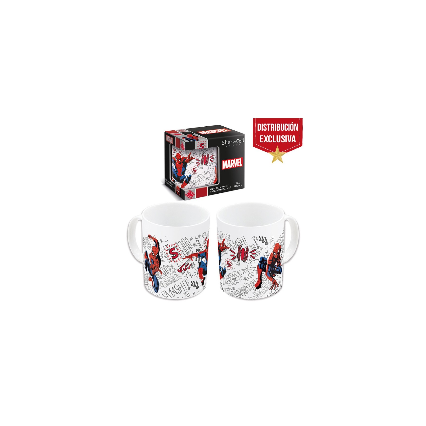Spider-Man - Taza De 325 Ml Blanca Spiderman En Accin (Distr