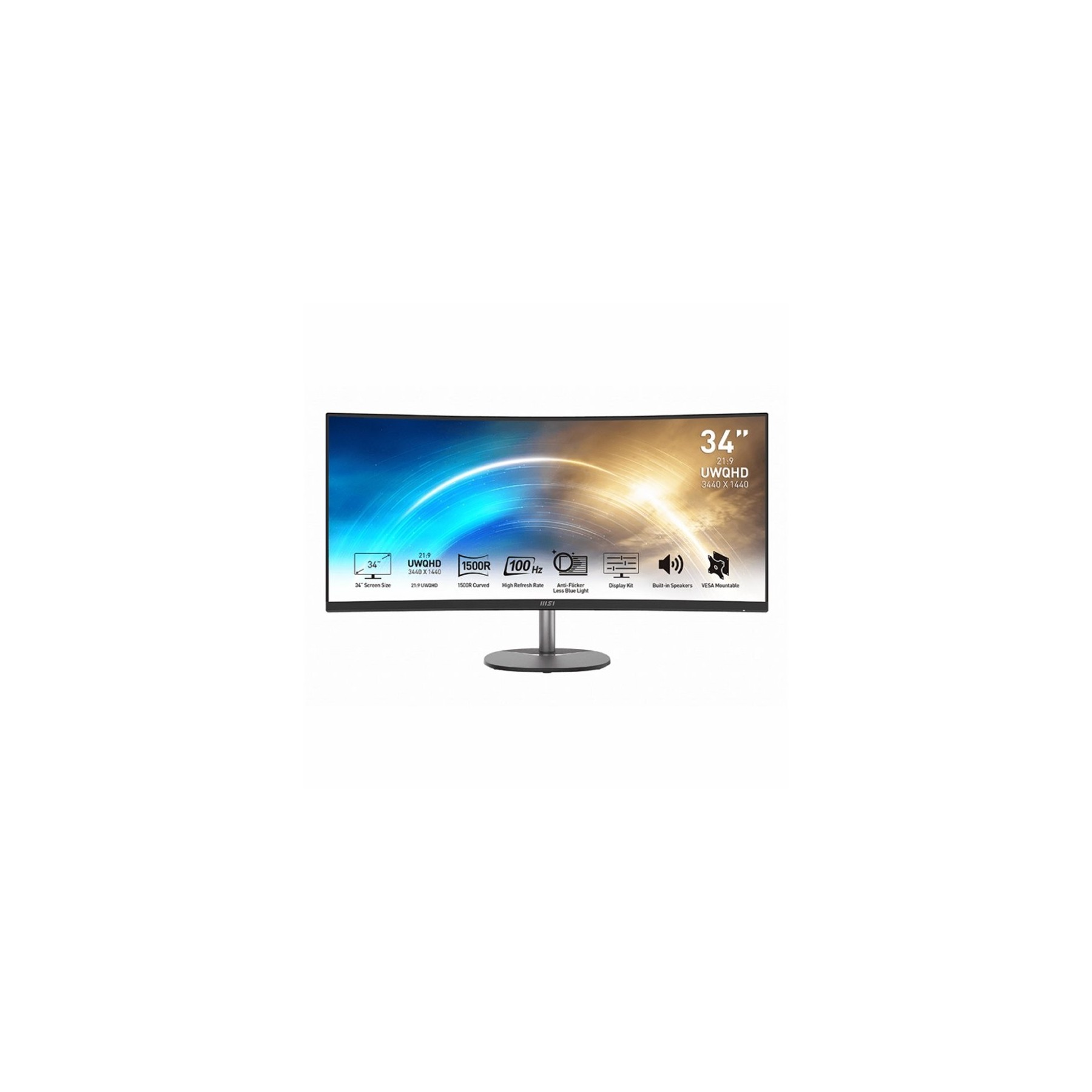 Msi Mp341Cq Monitor34" Uwqhd Vga Hdmi Mm Curv