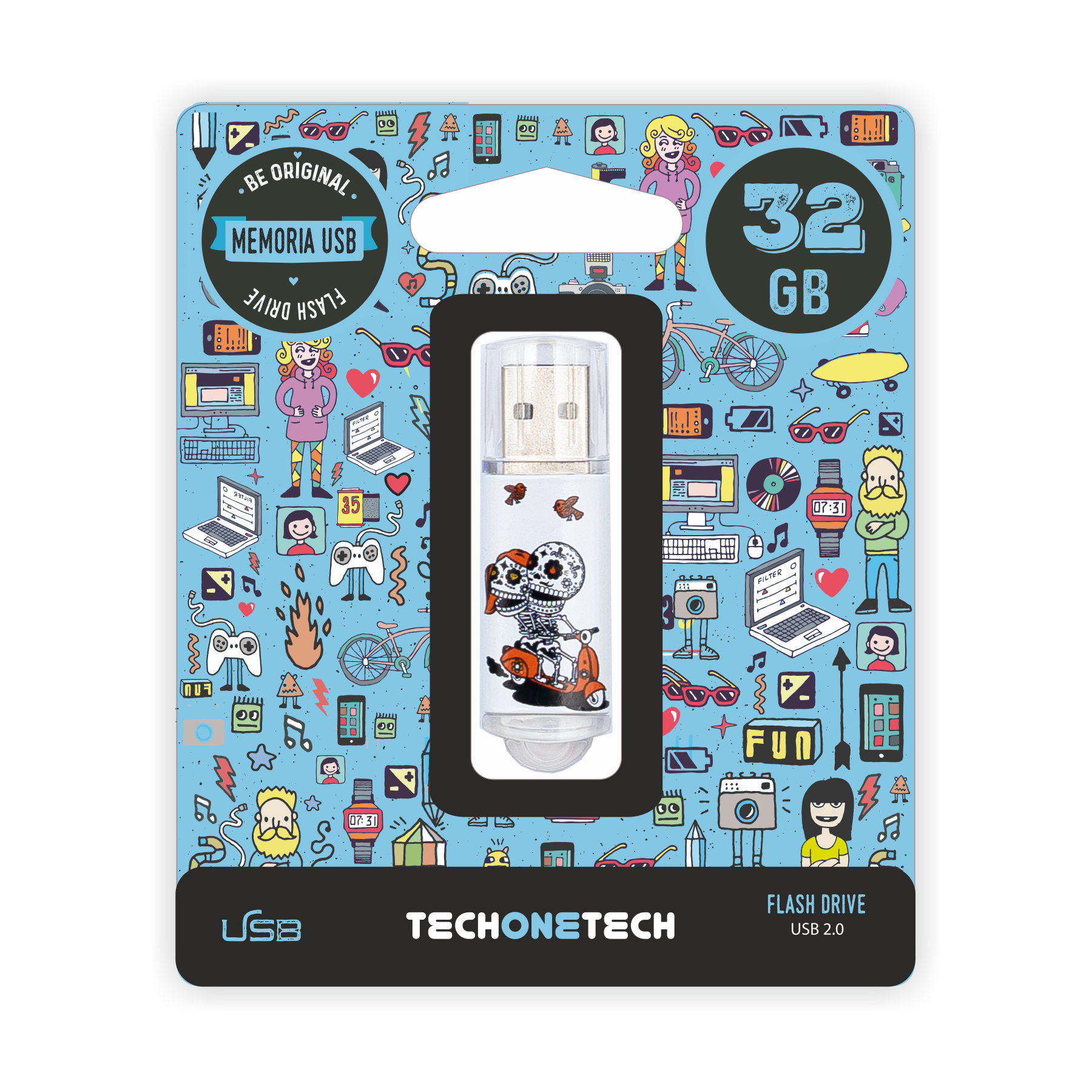 Pendrive 32Gb Tech One Tech Calavera Moto