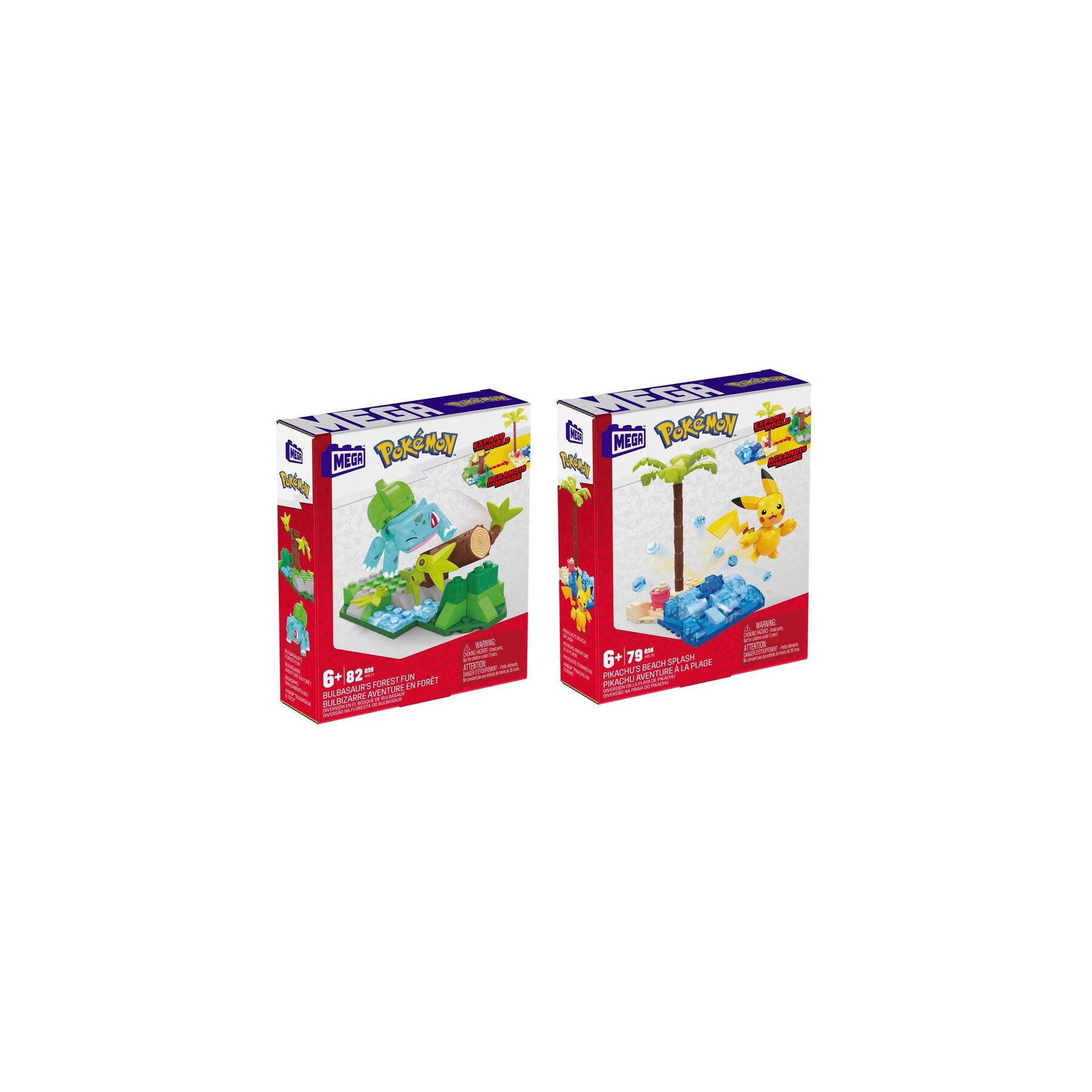 Mega Construx Pikachu Y Bulbasaur Pokemon Surtido 6 Unidades