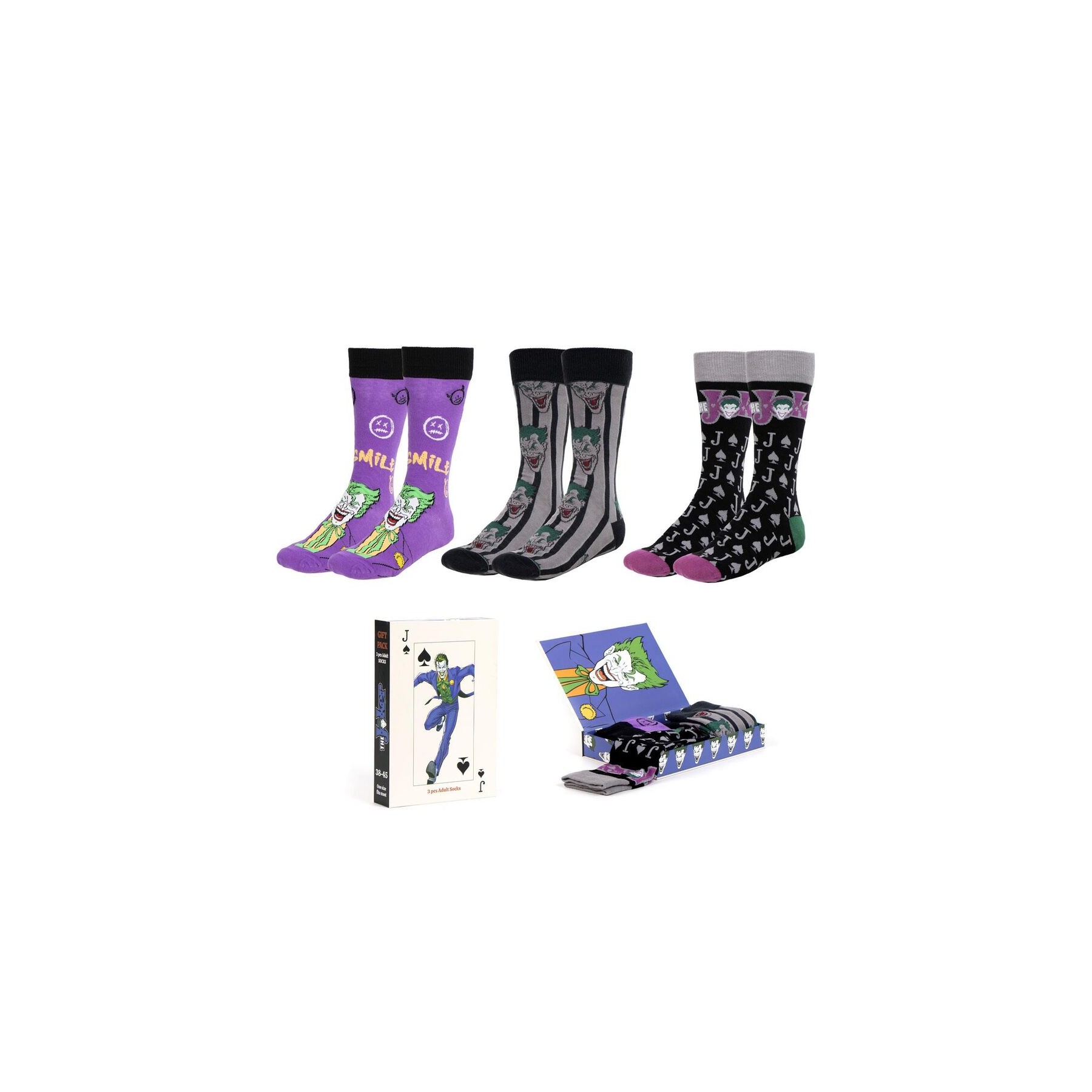 Set 3 calcetines Joker DC Comics adulto