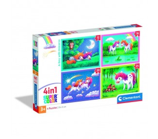 Puzzle Un dia con Unicornios 12+16+20+24pzs