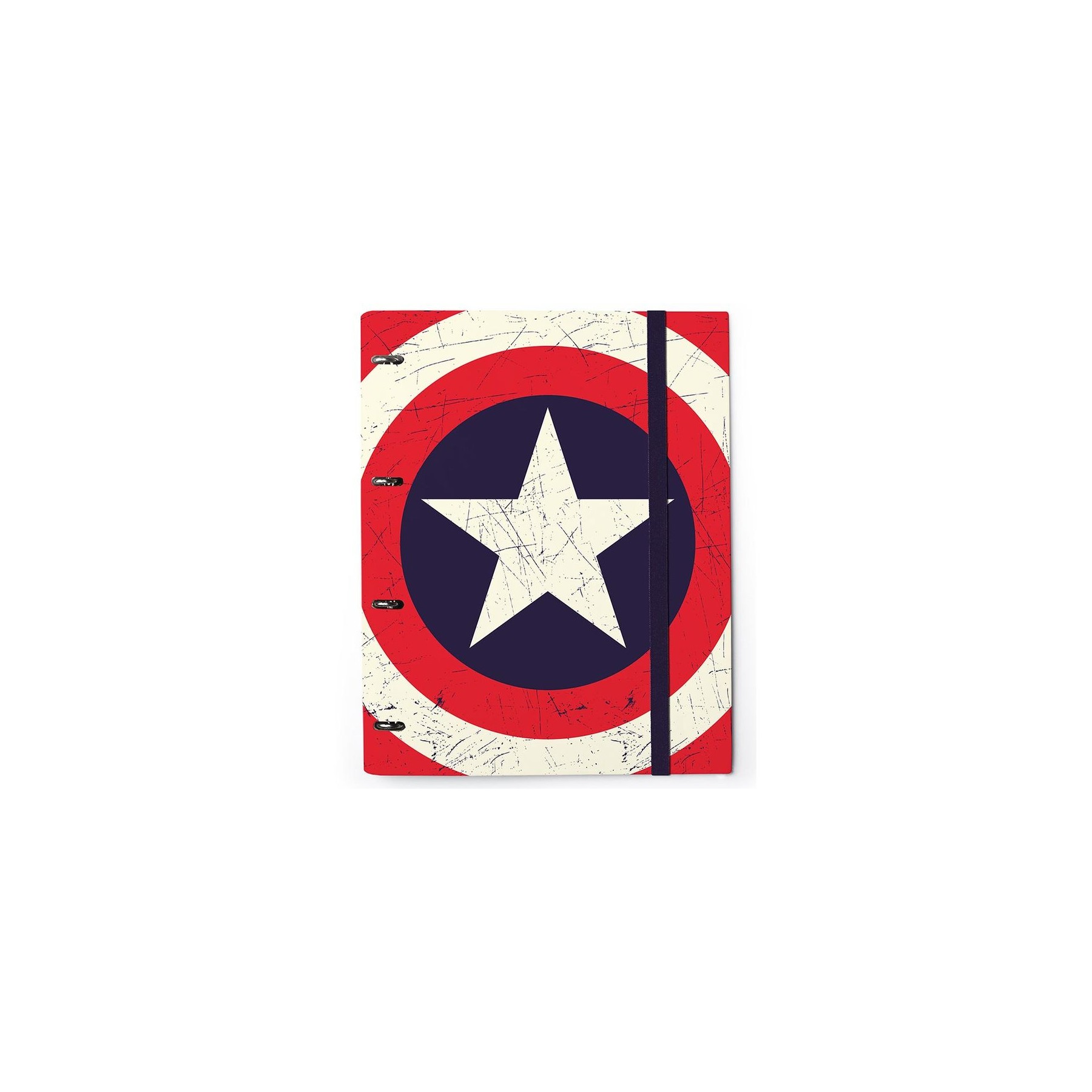 Carpeta A4 anillas Capitan America Marvel banda elastica