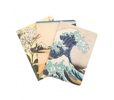 Set 3 cuadernos A6 La Gran Ola de Kanagawa Hokusai