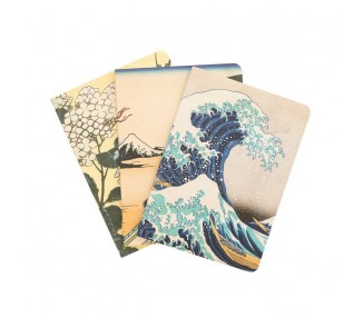 Set 3 cuadernos A6 La Gran Ola de Kanagawa Hokusai