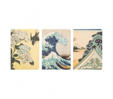 Set 3 cuadernos A6 La Gran Ola de Kanagawa Hokusai
