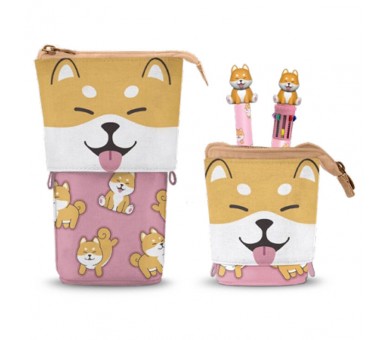 Portatodo Shiba + Boligrafo 10 colores + boligrafo borrable Oh My Pop!
