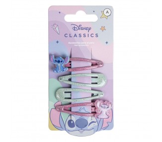 Blister 4 horquillas Angel & Stitch Disney