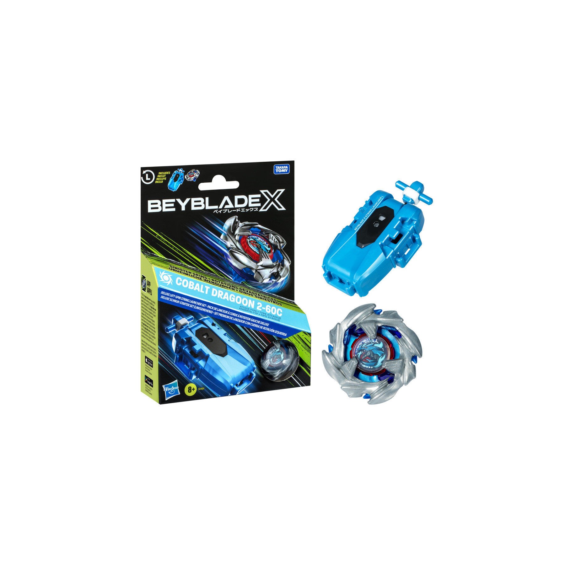 Set Premium lanzador con cuerda y top Cobalt Dragoon 2-60C Beyblade X