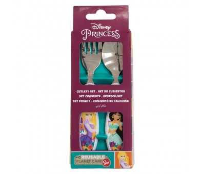Set 2 cubiertos metalicos Princesas Disney