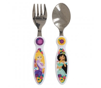 Set 2 cubiertos metalicos Princesas Disney
