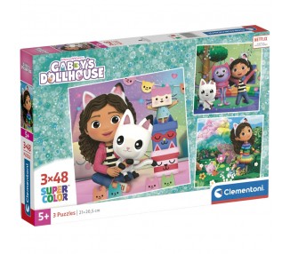 Puzzle La Casa de Muñecas de Gabby 3x48pzs