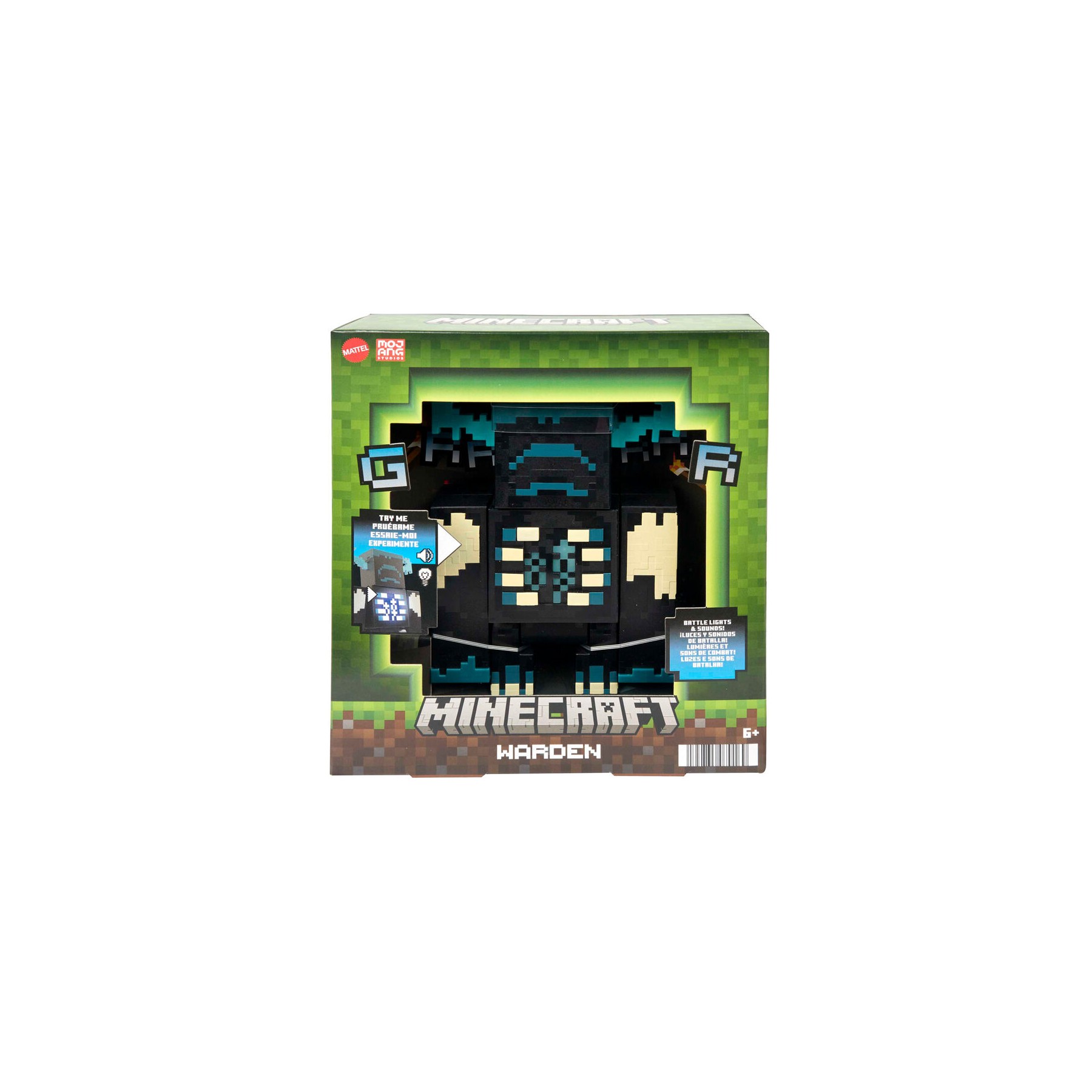 Figura Warden Minecraft luz y sonido