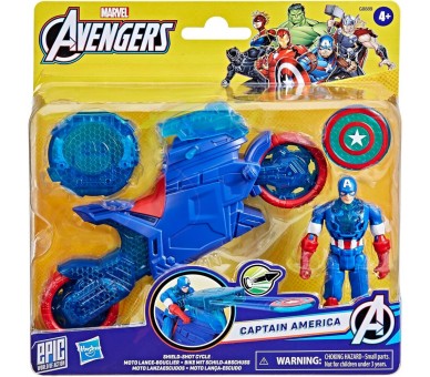 Moto Lanzaescudos + figura Capitan America Los Vengadores Avengers Marvel