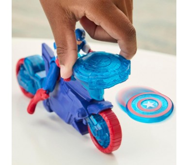 Moto Lanzaescudos + figura Capitan America Los Vengadores Avengers Marvel