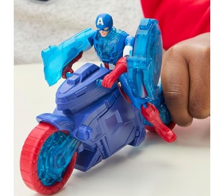 Moto Lanzaescudos + figura Capitan America Los Vengadores Avengers Marvel