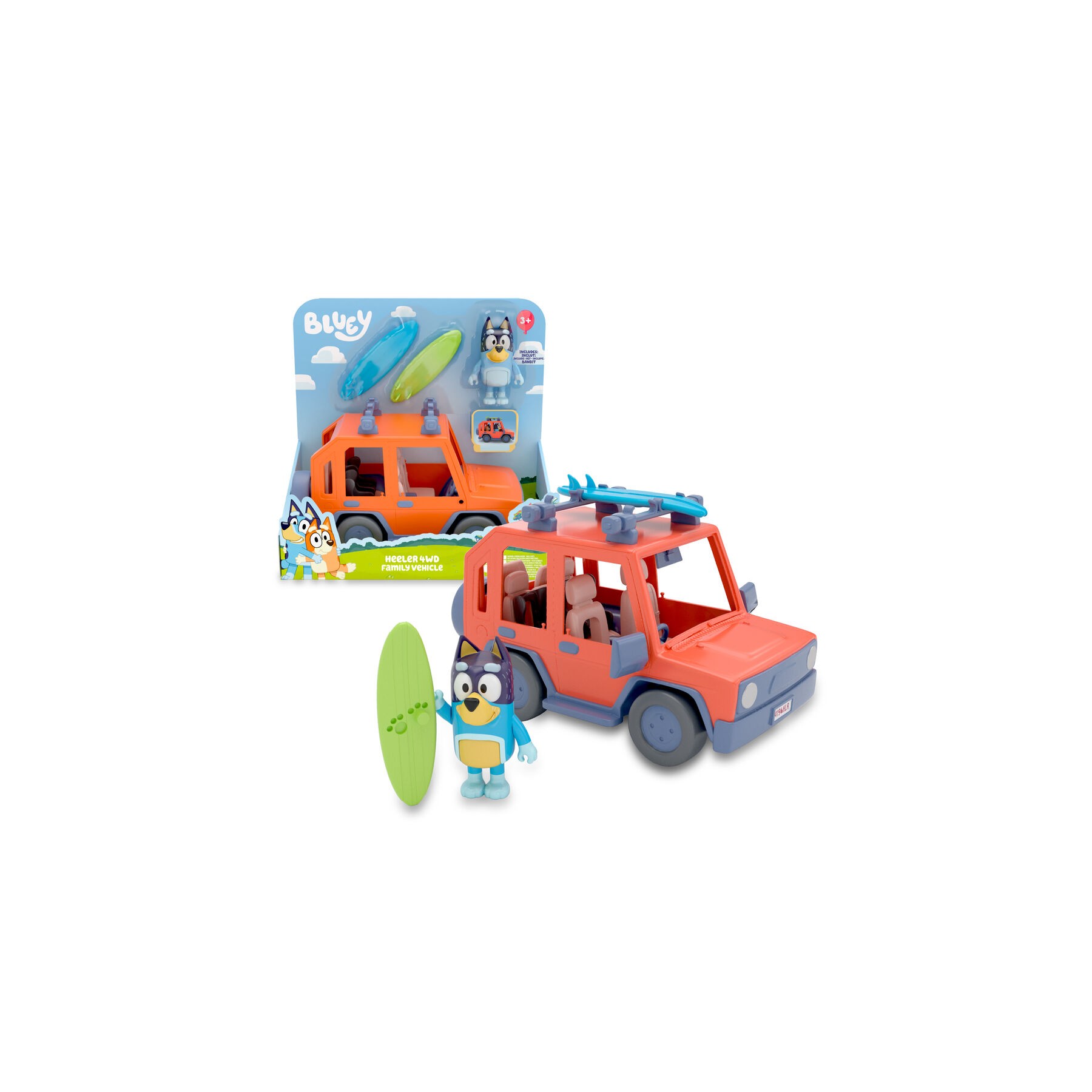 Coche familiar + figura Bandit Bluey