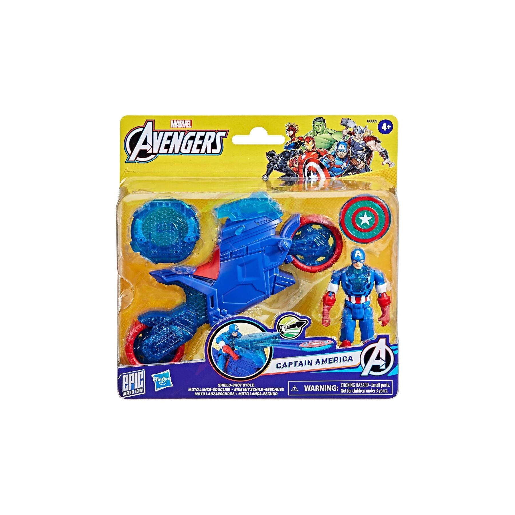 Moto Lanzaescudos + Figura Capitan America Los Vengadores Av