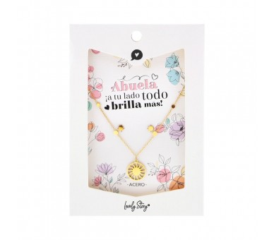 Set Bisuteria pendientes + colgante Sol - Abuela a Tu Lado Todo Brilla
