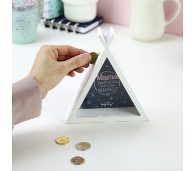 Hucha tipi madera - Mama Mereces Todo Lo Que Sueñas