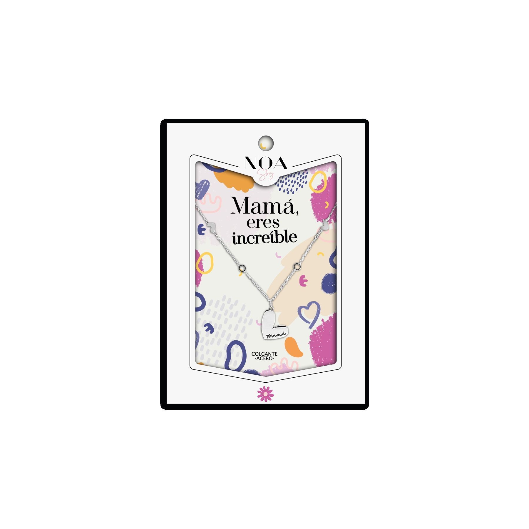 Colgante corazon Mama acero plateado - Mama Eres Increible